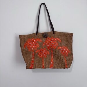 Vera Bradley Rio Rosie Large Straw Tote‎ Bag